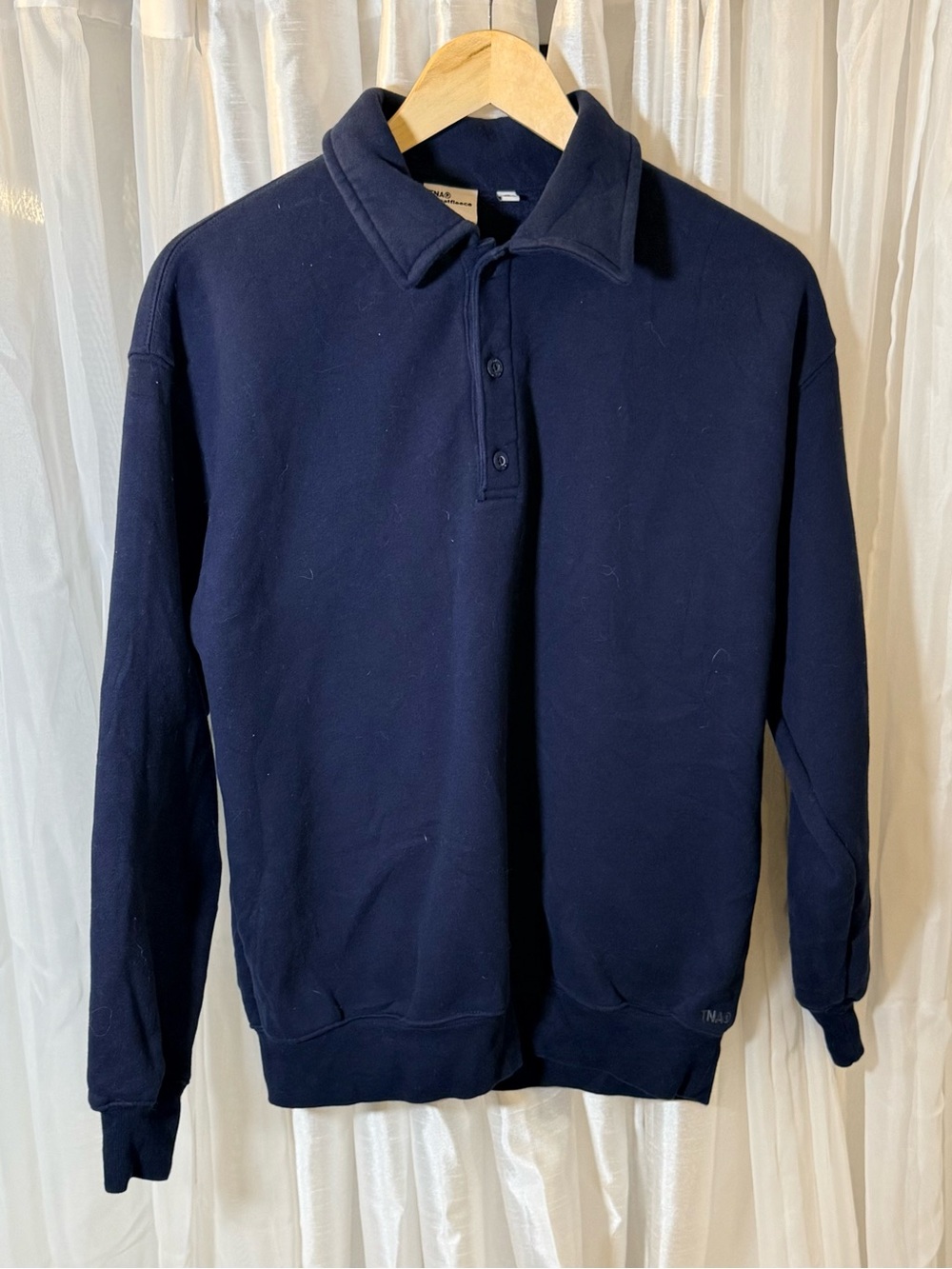 TNA Men's Navy Crewneck Polo Pullover